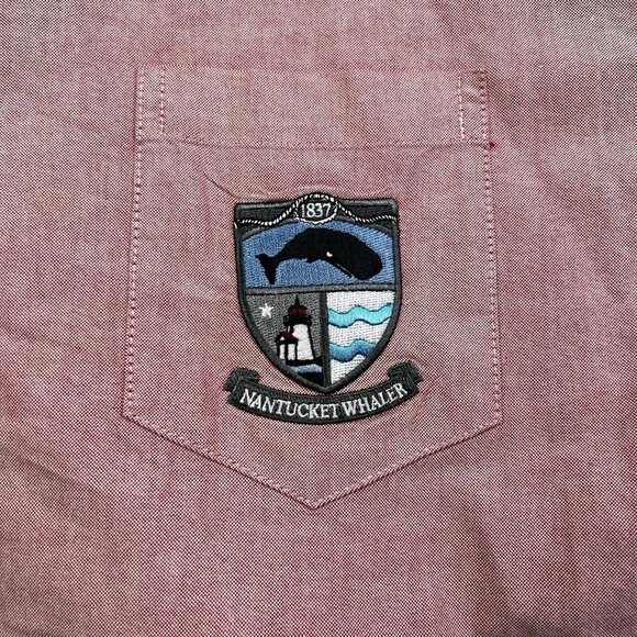 Nantucket Whaler Button Down Shirt Men’s Size XL Salmon Pink Embroidered Patch - Picture 9 of 13